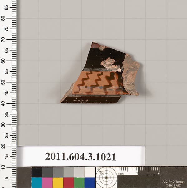 Terracotta fragment of a lekanis (covered dish)