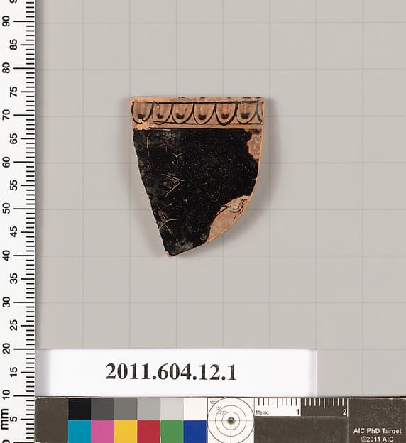 Terracotta rim fragment of a skyphos (deep drinking cup), by Apulian