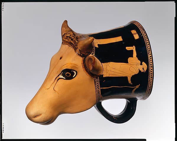 Terracotta rhyton (vase for libations or drinking), by Cow-Head Group