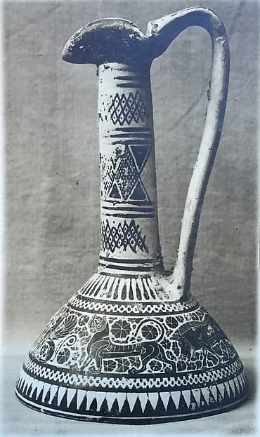 Terracotta oinochoe (wine jug), by Sydney Cluster