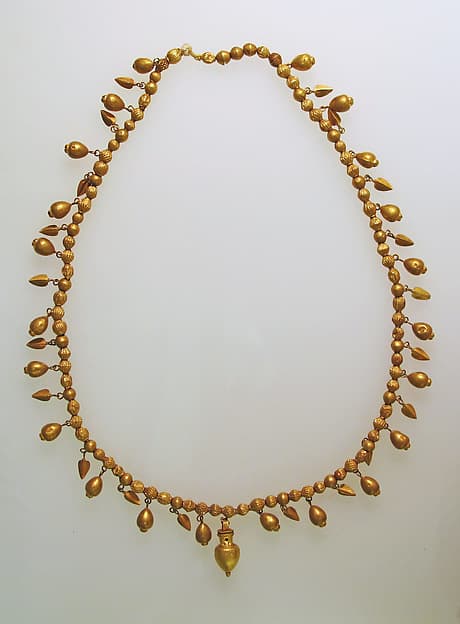 Gold necklace with pendants