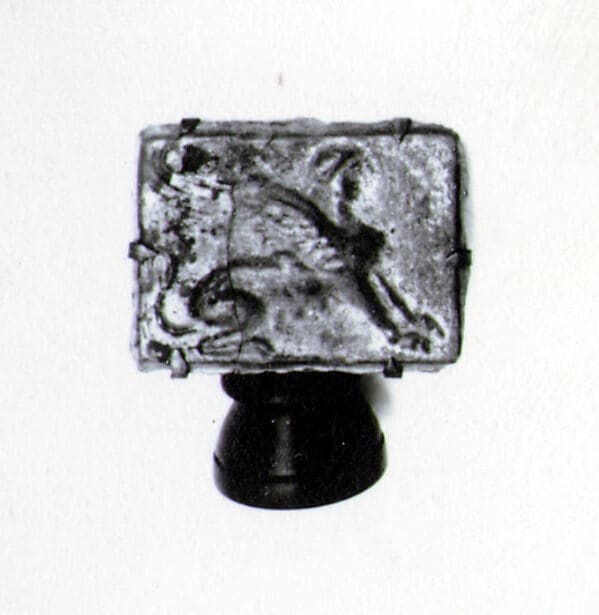 Glass plaque with sphinx