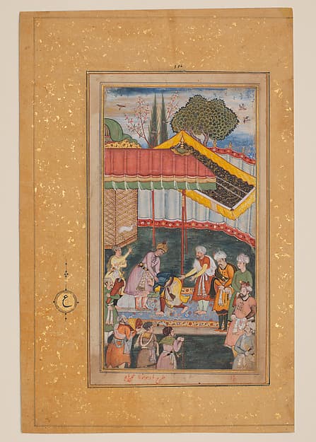 "Emperor Babur Receiving a Visitor", Folio from a Baburnama (The Book of Babur)