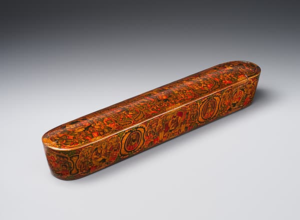 Lacquer Pen Box with Royal Audience Scenes, by Sani' Humayun