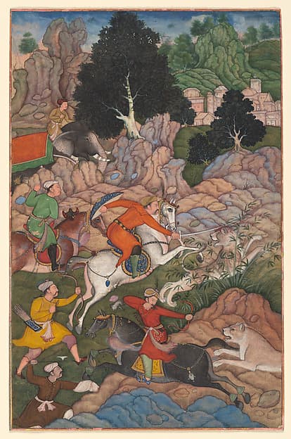 "Akbar Hunting", Folio from an Akbarnama (History of Akbar)