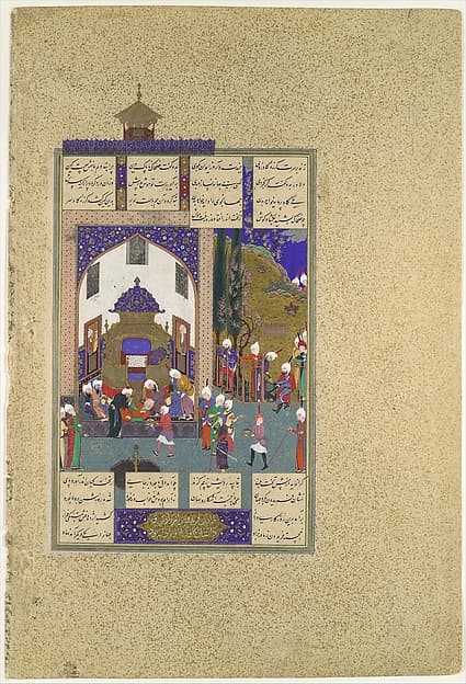 "Zahhak is Told His Fate", Folio 29v from the Shahnama (Book of Kings) of Shah Tahmasp, by Abu'l Qasim Firdausi