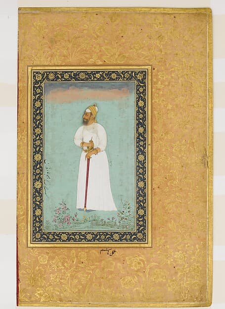 "Portrait of Ibrahim 'Adil Shah II of Bijapur", Folio from the Shah Jahan Album, by Hashim