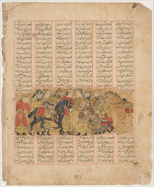 "Rustam Pleads for Tus Before Kai Khusrau," Folio from a Shahnama (Book of Kings), by Abu'l Qasim Firdausi