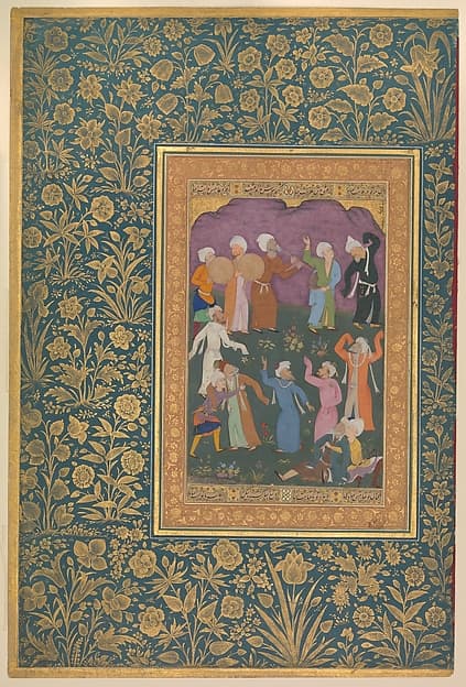 "Dancing Dervishes", Folio from the Shah Jahan Album, by Mir 'Ali Haravi