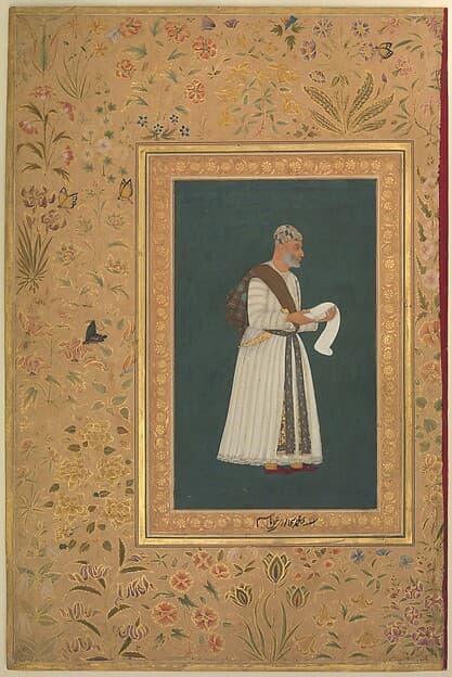 "Portrait of Mulla Muhammad Khan Vali of Bijapur", Folio from the Shah Jahan Album, by Hashim