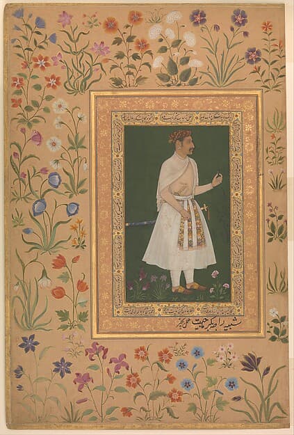"Portrait of Raja Bikramajit (Sundar Das)", Folio from the Shah Jahan Album, by Bichitr