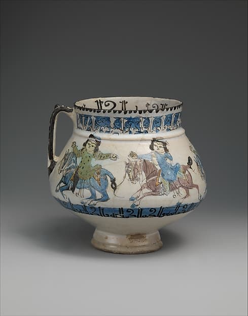 Ewer with Horsemen Inscribed in Arabic with Good Wishes to its Owner