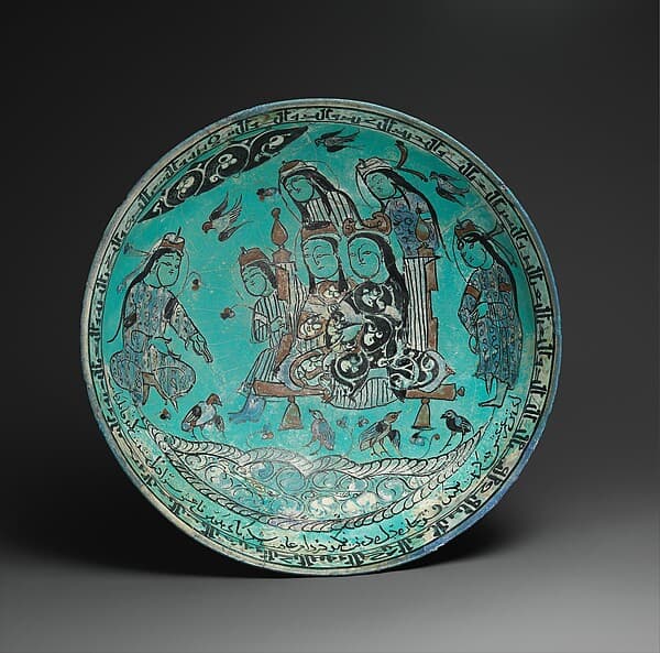 Bowl with a Majlis Scene by a Pond, by Abu Zayd al-Kashani