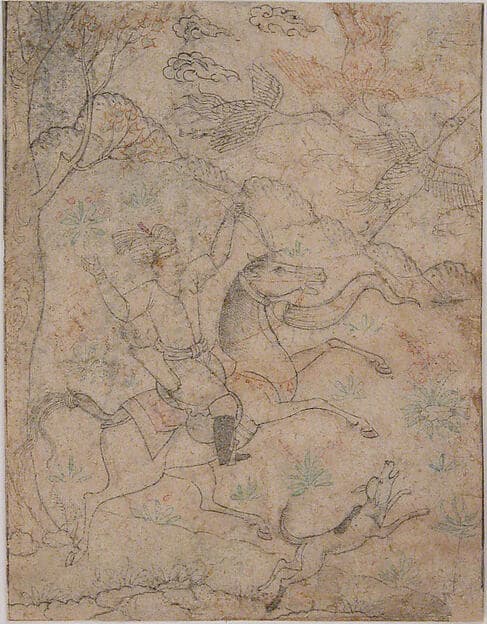 Mounted Hunter with Dog Pursuing Game Birds