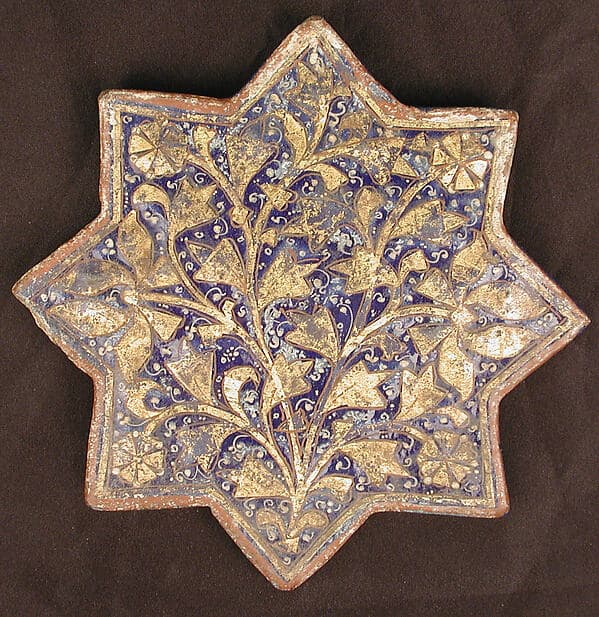 Three Tiles with 'Lajvardina' Glaze