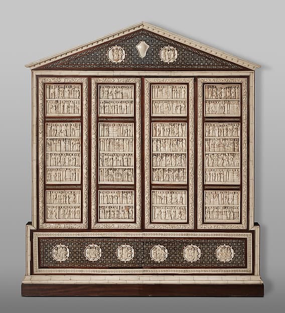 Cabinet frontal with panels from two Embriachi caskets, by Baldassare degli Embriachi