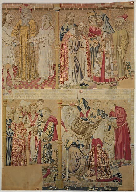 Scenes from the Story of the Seven Sacraments, God the Father Uniting Adam and Eve, and David Being Annoited King at Hebron