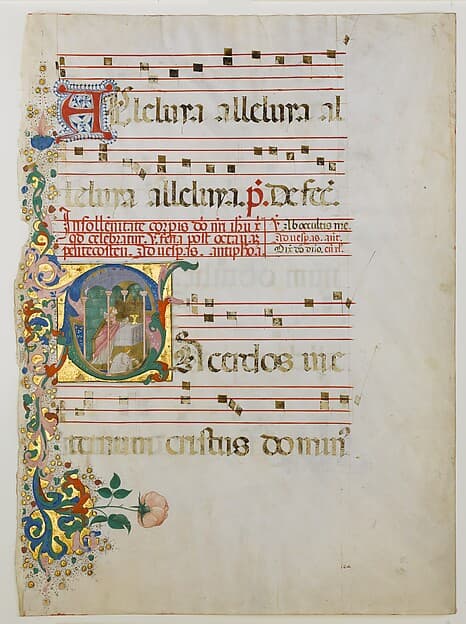 Manuscript Leaf with the Celebration of a Mass in an Initial S, from an Antiphonary, by Master of the Riccardiana Lactantius