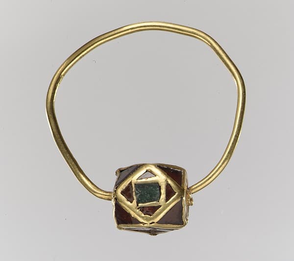 One of a Pair of Gold Cloisonné Earrings