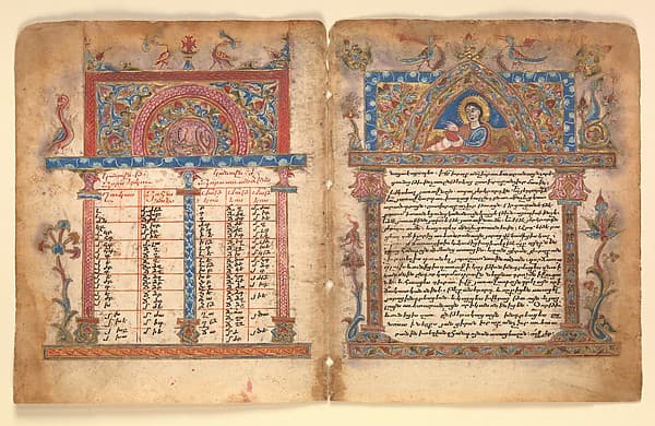 Armenian Manuscript Bifolium, by Illuminator Minas (?)