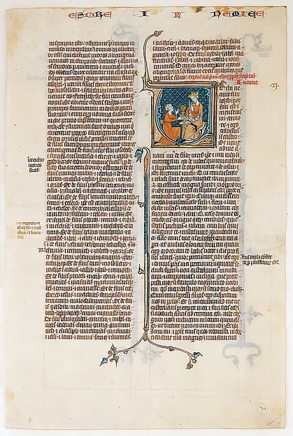 Manuscript Leaf with Opening of The Book of Nehemias, from a Bible