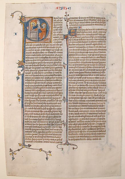 Manuscript Leaf with the Opening of the Epistle of Saint Paul to the Ephesians, from a Bible