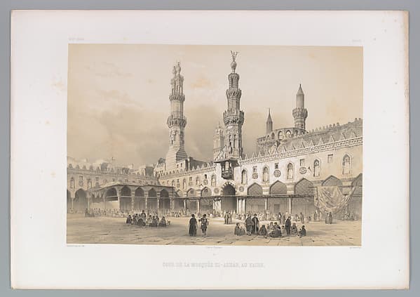 22. Cour de la Mosquée el Ahzar, au Kaire, by Joseph-Philibert Girault de Prangey
