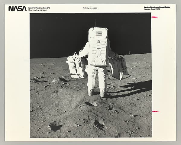 Buzz Aldrin on the Moon with Components of the Early Apollo Scientific Experiments Package, by Neil Armstrong