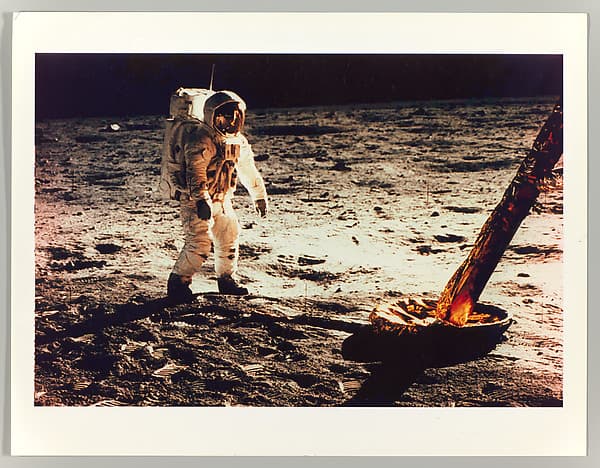Buzz Aldrin Walking on the Surface of the Moon Near a Leg of the Lunar Module, by Neil Armstrong