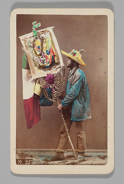 [Studio Portrait: Man Holding Decorative Stick with Italian Flag, Naples], by Giorgio Conrad