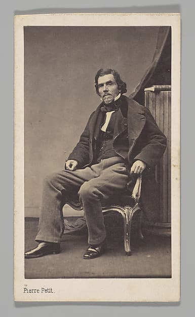 [Studio Portrait: Eugène Delacroix Seated in Chair], by Pierre Petit
