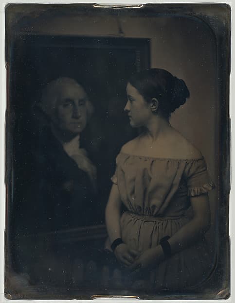 [Girl with Portrait of George Washington], by Southworth and Hawes