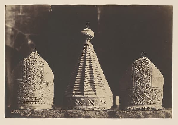[Plaster Casts of Bishops' Miters, South Porch, Chartres], by Charles Nègre