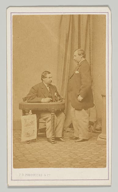 [Double Portrait of Man Seated and Standing at a Desk], by Charles DeForest Fredricks