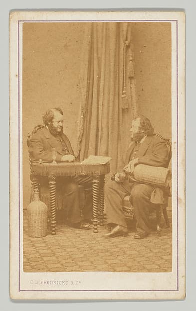 [Double Portrait of Man Facing Self from Both Sides of a Desk], by Charles DeForest Fredricks