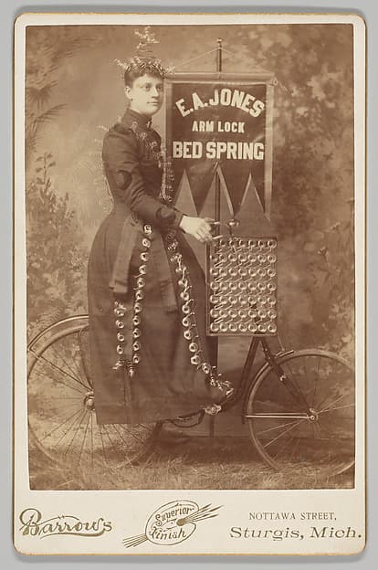 [Merchants' Carnival Portrait: E.A. Jones Arm Lock Bed Springs, Sturgis, Michigan], by Frank Rufus Barrows