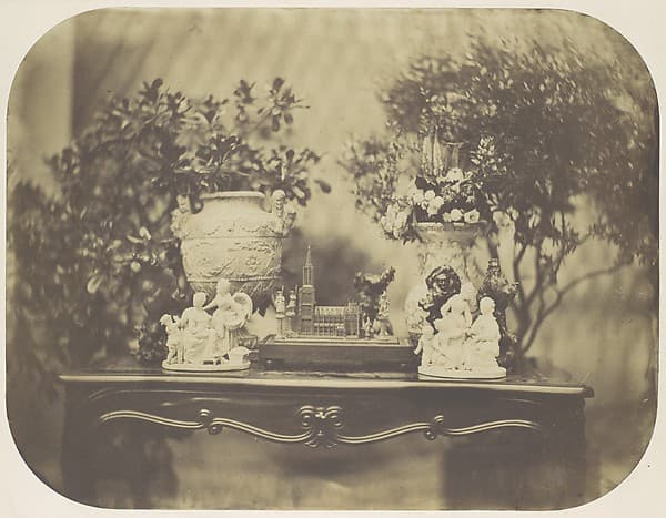 [Table Top Still Life with Model Cathedral and Small Sculptures], by Louis-Rémy Robert