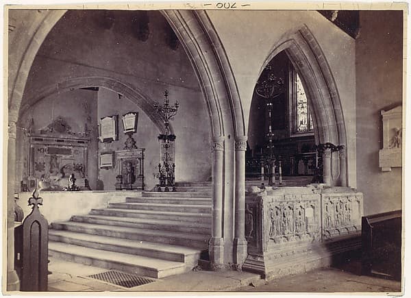 Monuments and Chancel Steps, Tenby Church, by Francis Bedford