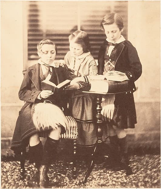 [Colin and Horatio Ross Reading with Jessie Macrae], by Horatio Ross