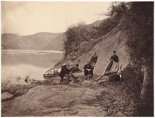 [Group Portrait near Fangguangyan Monastery, Fujian], by Lai Afong