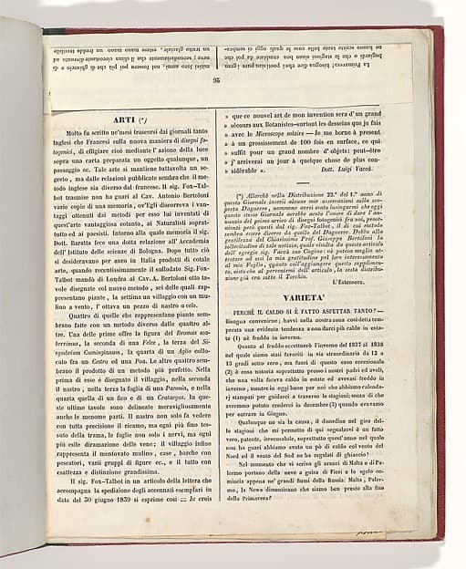 [Supplemento al no. 6 anno 2o del Ricoglitore di Cognizioni Utili (15 July 1839), p. 25]