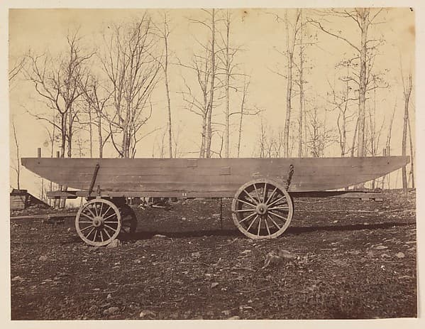 [Detachment of 50th N.Y. Volunteer Engineers, Pontoon Wagon and Saddle Boat], by Timothy H. O'Sullivan