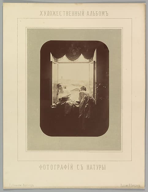 [Two Young Women at Window], by Andrei Osipovich Karelin
