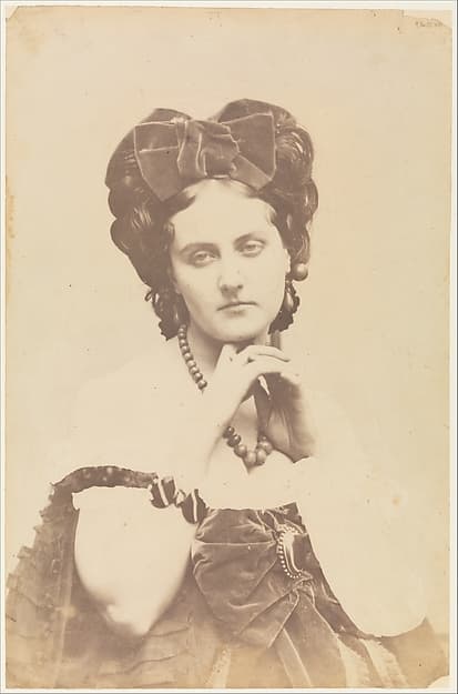 [La Comtesse décolletée; Roses mousseuses], by Pierre-Louis Pierson