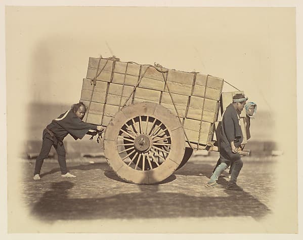 "Shariki," or Cart-Pushing Coolies, by Felice Beato