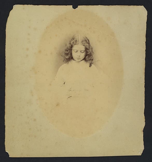 Edith Liddell Seated Beside a Vase of Foxgloves, by Lewis Carroll