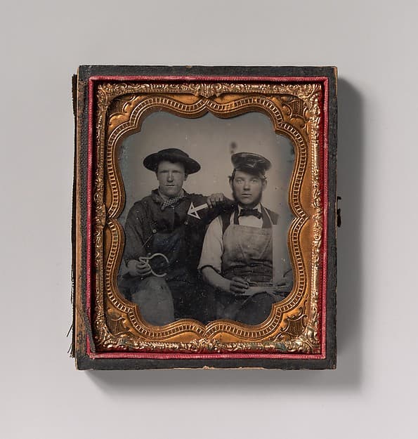 [Two Seated Men with Calipers, T-Square, and Compass], by Unknown