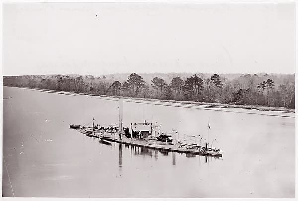 U.S. Monitor "Casco" on James River, taken from a lookout tower on bank., by Unknown