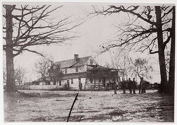 [House framed by trees]. Brady album, p. 123, by Unknown