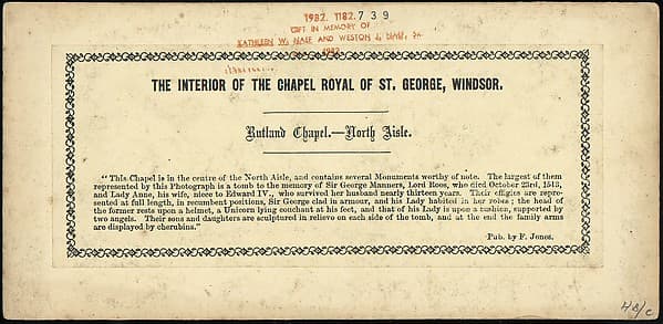 [Group of 10 Early Stereograph Views of British Chapels and Cloisters], by Unknown
